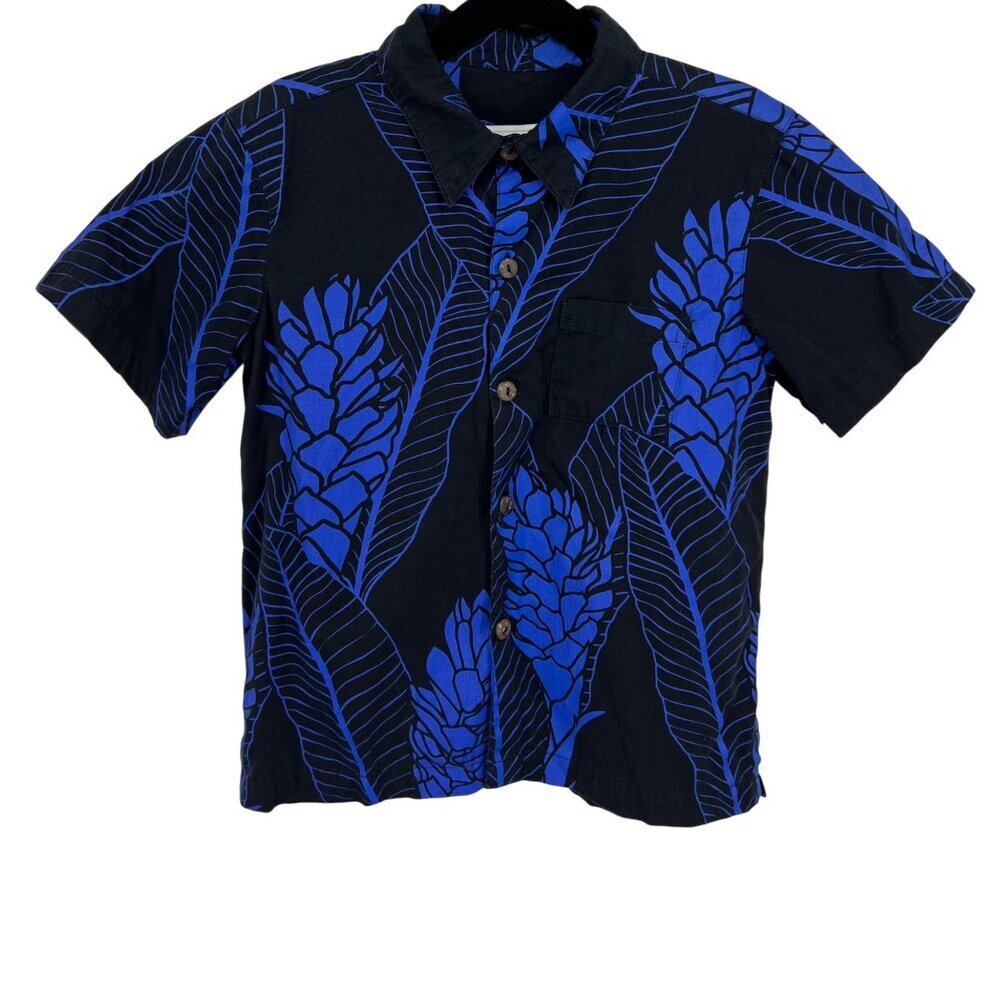 Fighting Eel By Zig Zane Aloha Shirt Size 6 Boys Torch Ginger Leaf Short-Sleeve